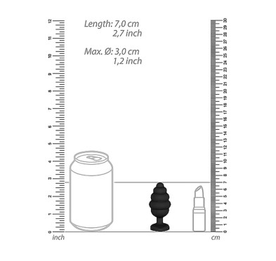 Prążkowany korek analny zatyczka plug czarny 7 cm